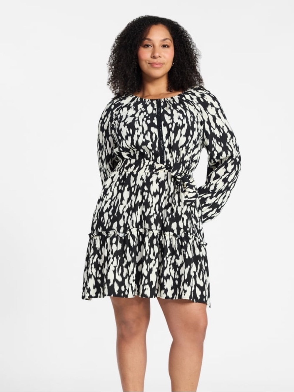 Time And Tru black & White Peasant Dress size LG 12/14